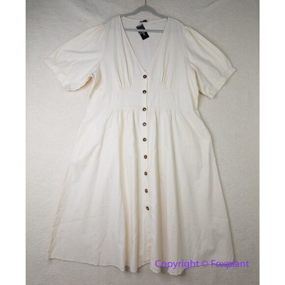 New! City Chic Sunset Stroll Linen Dress ivory, women plus size 24, linen cotton - Picture 3 of 16